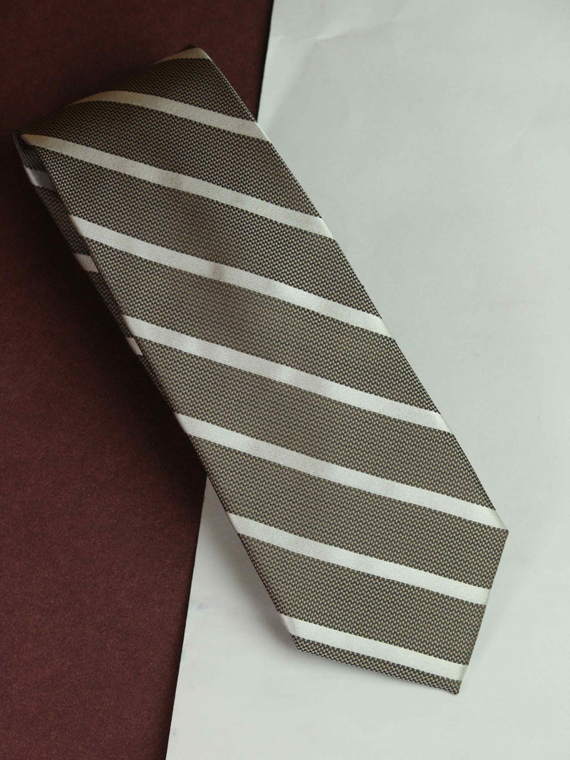 Brown Stripe Woven Silk Necktie