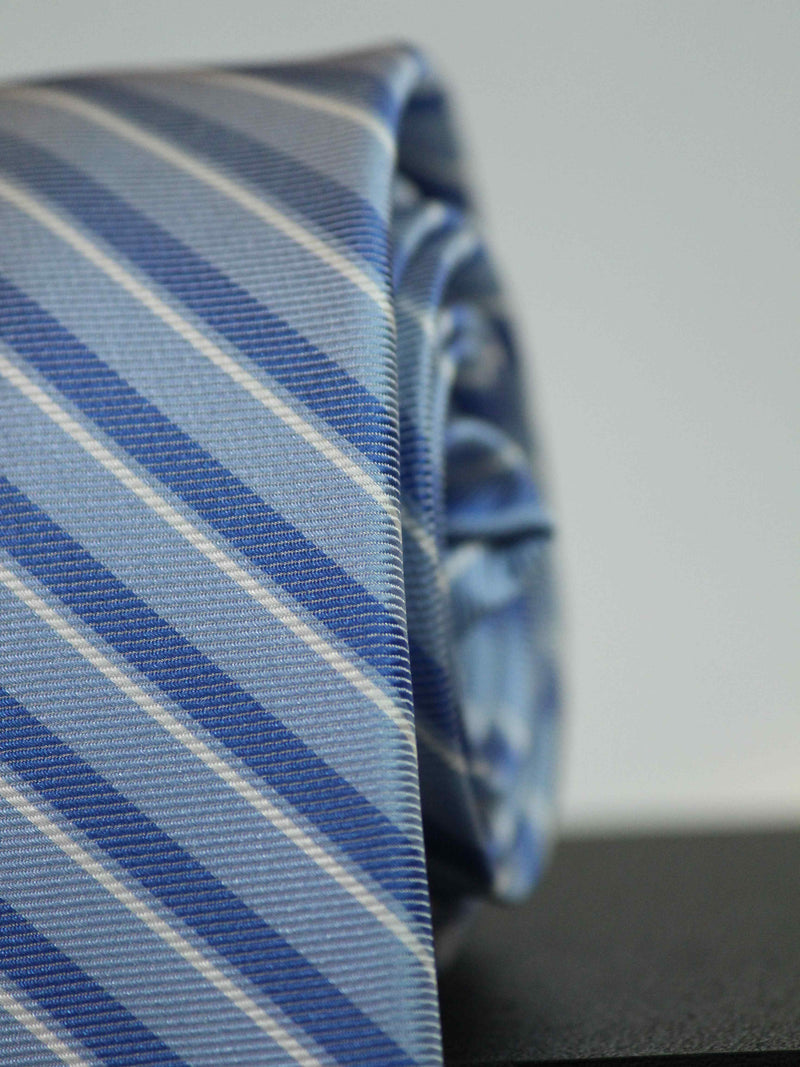 Blue Stripe Woven Silk Necktie