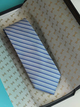 Blue Stripe Woven Silk Necktie