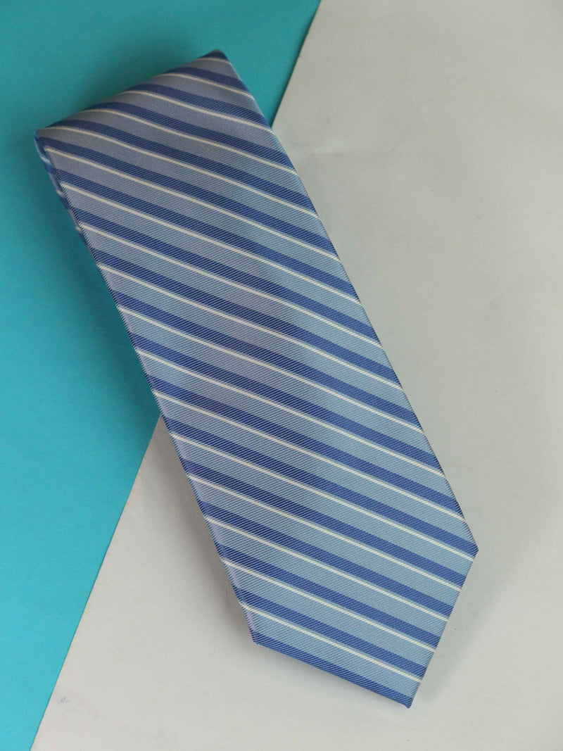 Blue Stripe Woven Silk Necktie