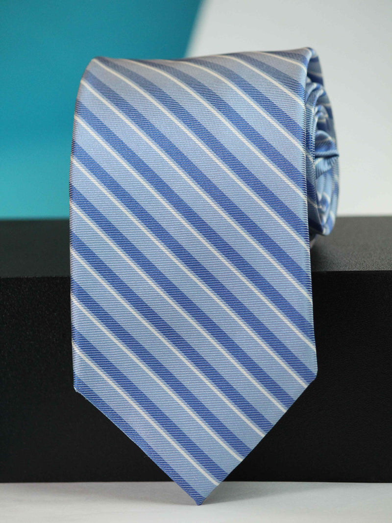 Blue Stripe Woven Silk Necktie