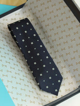 Blue Geometric Woven Silk Necktie