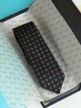 Blue Floral Woven Silk Necktie