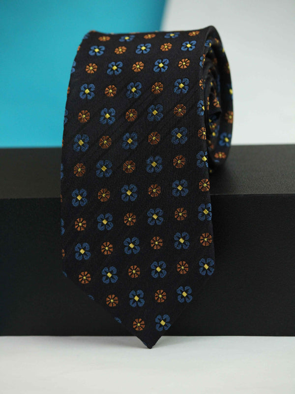 Blue Floral Woven Silk Necktie