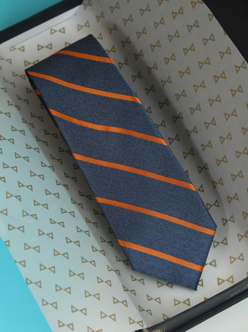 Blue Stripe Woven Silk Necktie