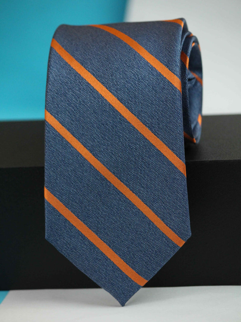 Blue Stripe Woven Silk Necktie