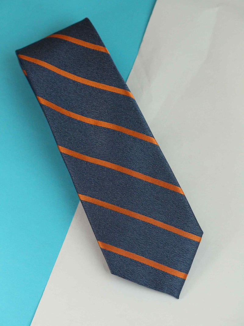 Blue Stripe Woven Silk Necktie