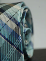 Blue Check Woven Silk Necktie