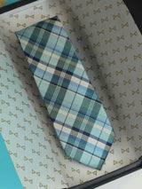 Blue Check Woven Silk Necktie