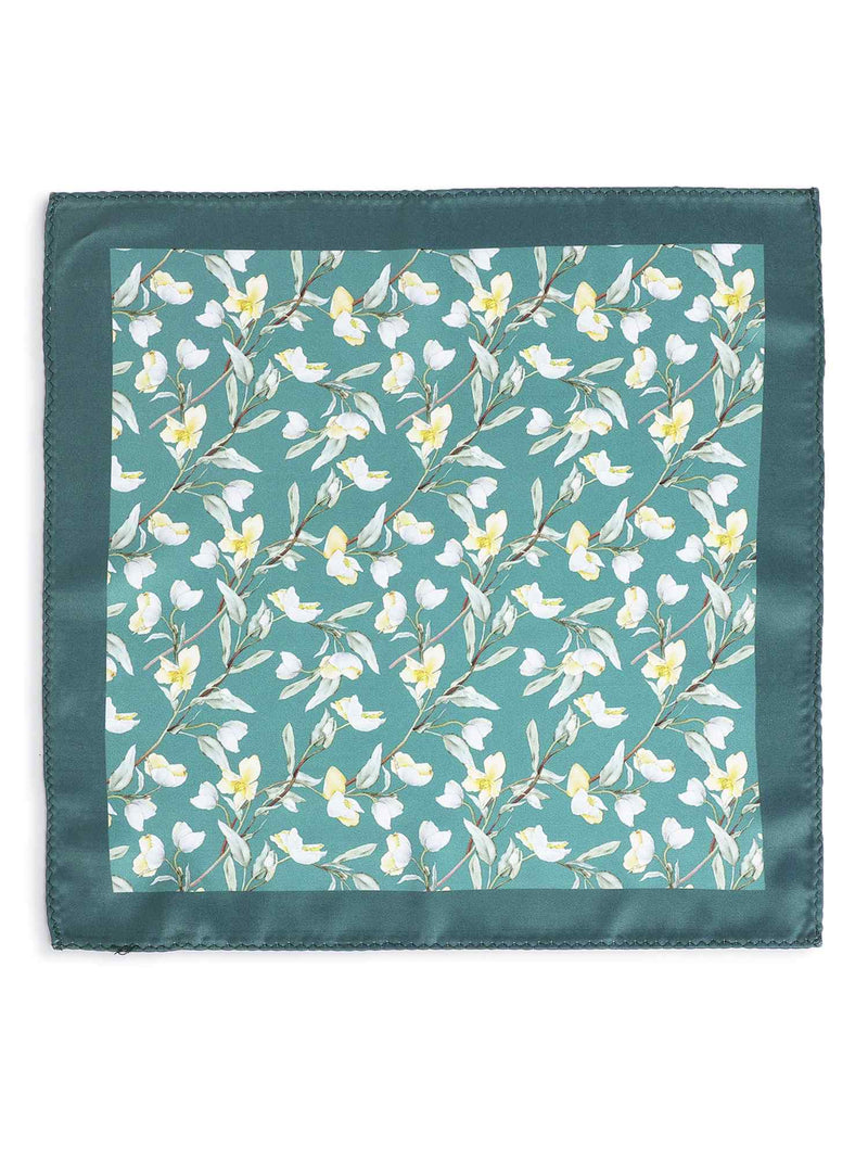 Turkish Green Floral Stole & Pocket Square Set - TOSSIDO