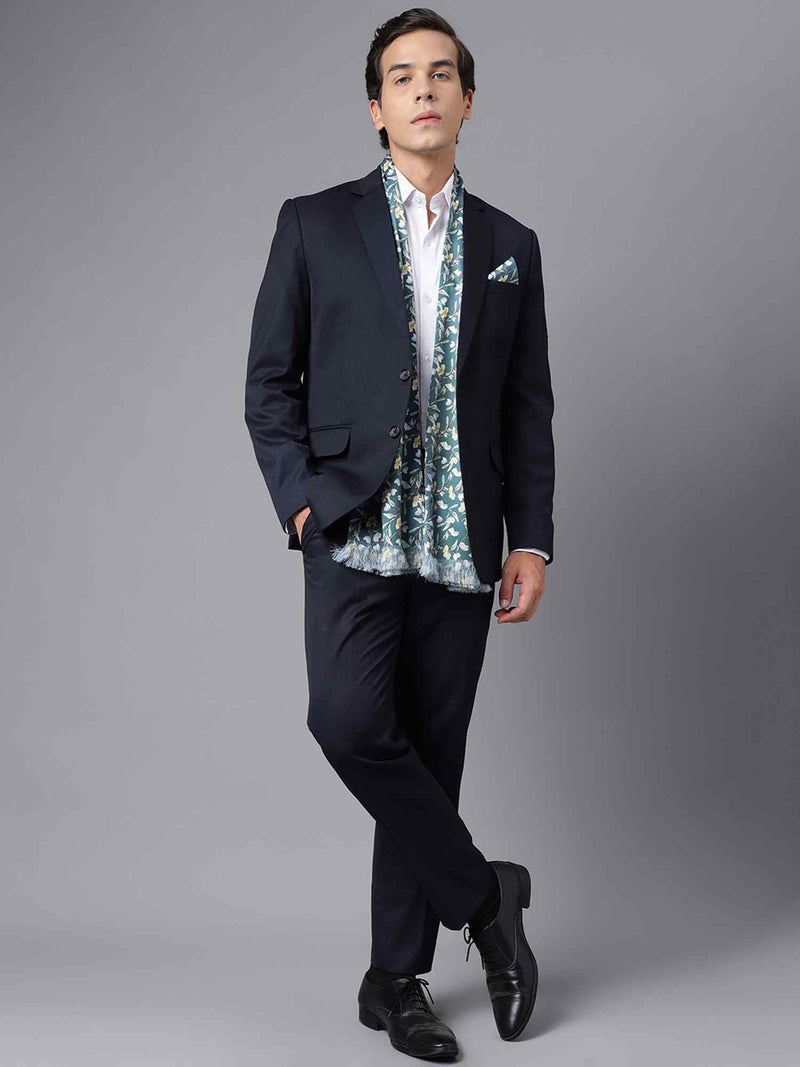 Turkish Green Floral Stole & Pocket Square Set - TOSSIDO