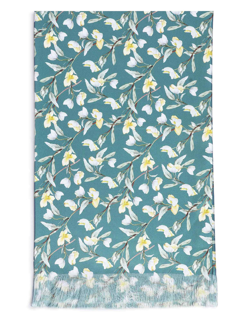 Turkish Green Floral Stole & Pocket Square Set - TOSSIDO