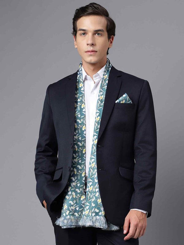 Turkish Green Floral Stole & Pocket Square Set - TOSSIDO