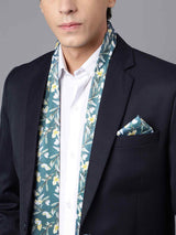 Turkish Green Floral Stole & Pocket Square Set - TOSSIDO