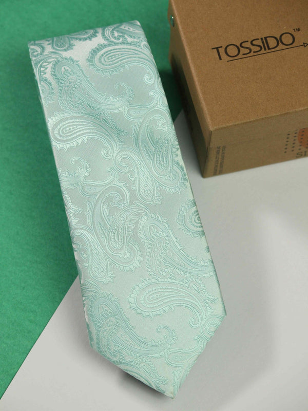 Turquoise Blue Paisley Woven Necktie - TOSSIDO