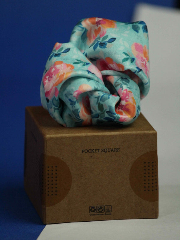 Turquoise Floral Pocket Square - TOSSIDO