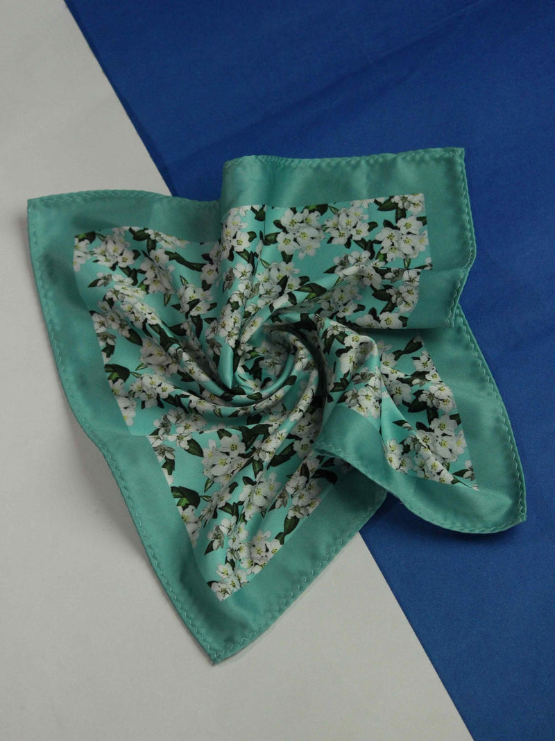 Turquoise Floral Pocket Square - TOSSIDO