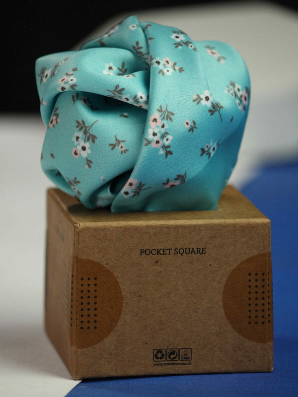 Turquoise Floral Pocket Square - TOSSIDO