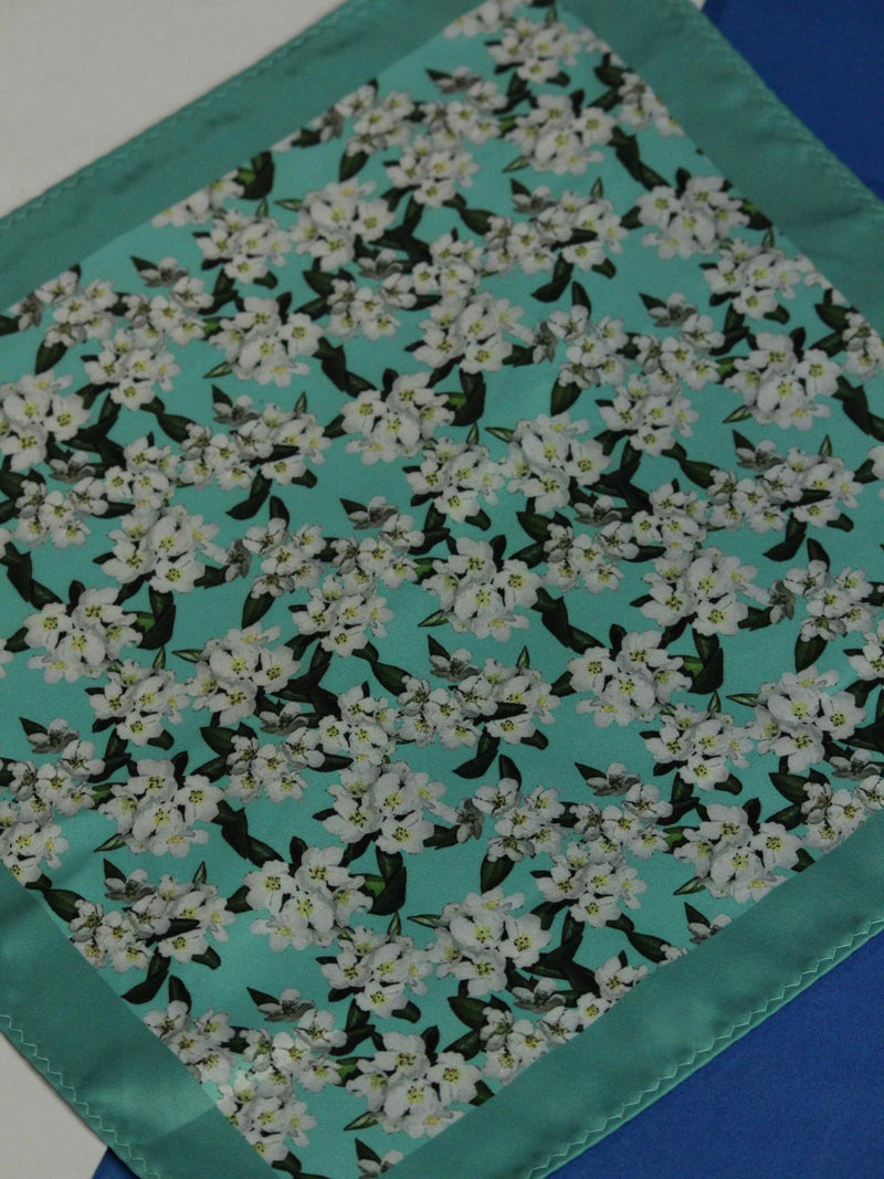 Turquoise Floral Pocket Square - TOSSIDO