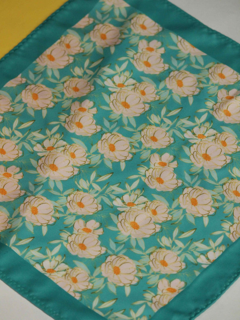 Turquoise Floral Pocket Square - TOSSIDO