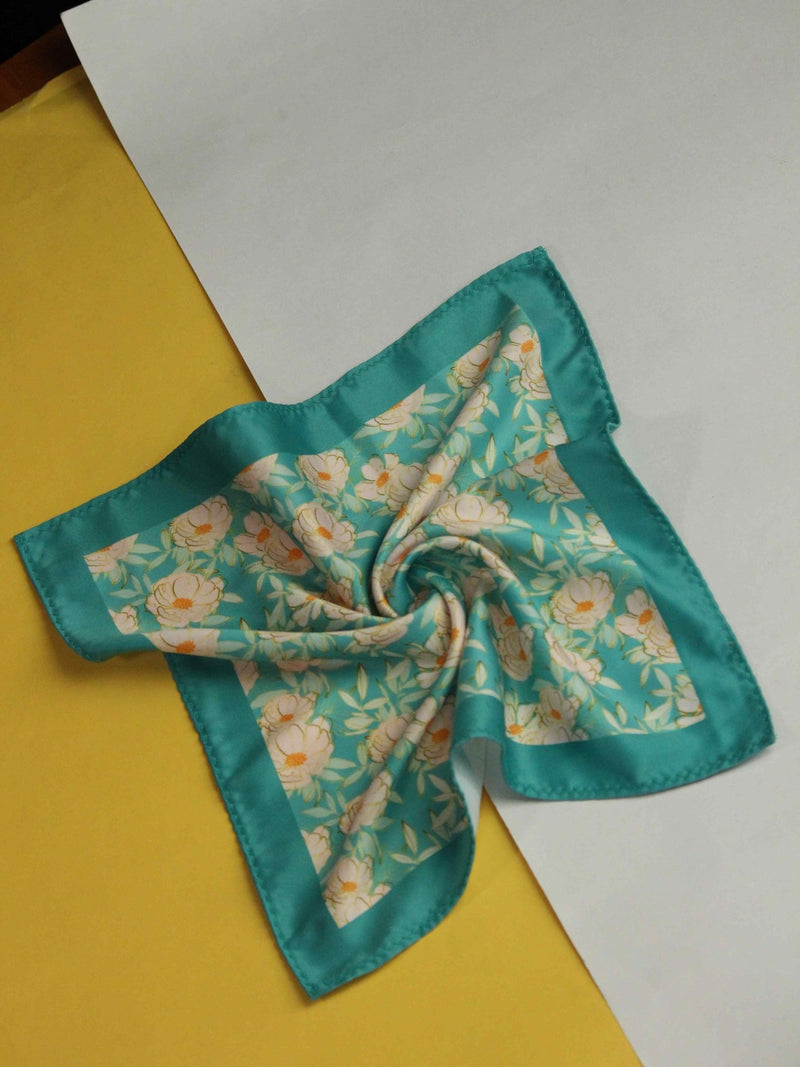 Turquoise Floral Pocket Square - TOSSIDO