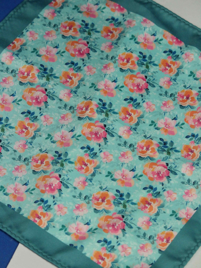 Turquoise Floral Pocket Square - TOSSIDO