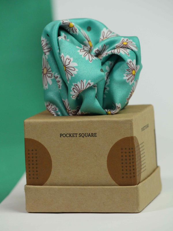 Turquoise Floral Pocket Square - TOSSIDO