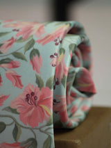 Turquoise Floral Printed Necktie - TOSSIDO