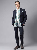 Turquoise Floral Stole & Pocket Square Set - TOSSIDO