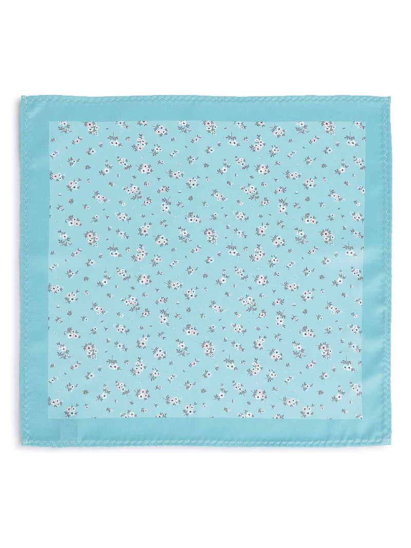 Turquoise Floral Stole & Pocket Square Set - TOSSIDO