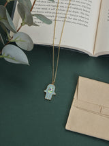 Turquoise Hamsa Evil Eye Pendant Necklace - TOSSIDO