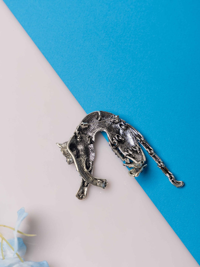 Turquoise Panther Brooch - TOSSIDO
