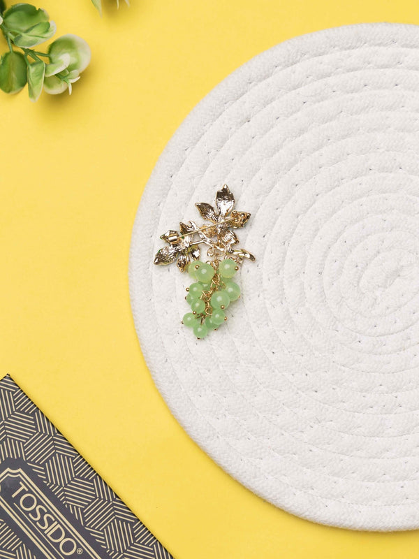 🍇 Verdant Gemstone Grape Cluster Brooch - TOSSIDO