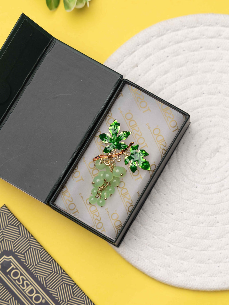 🍇 Verdant Gemstone Grape Cluster Brooch - TOSSIDO