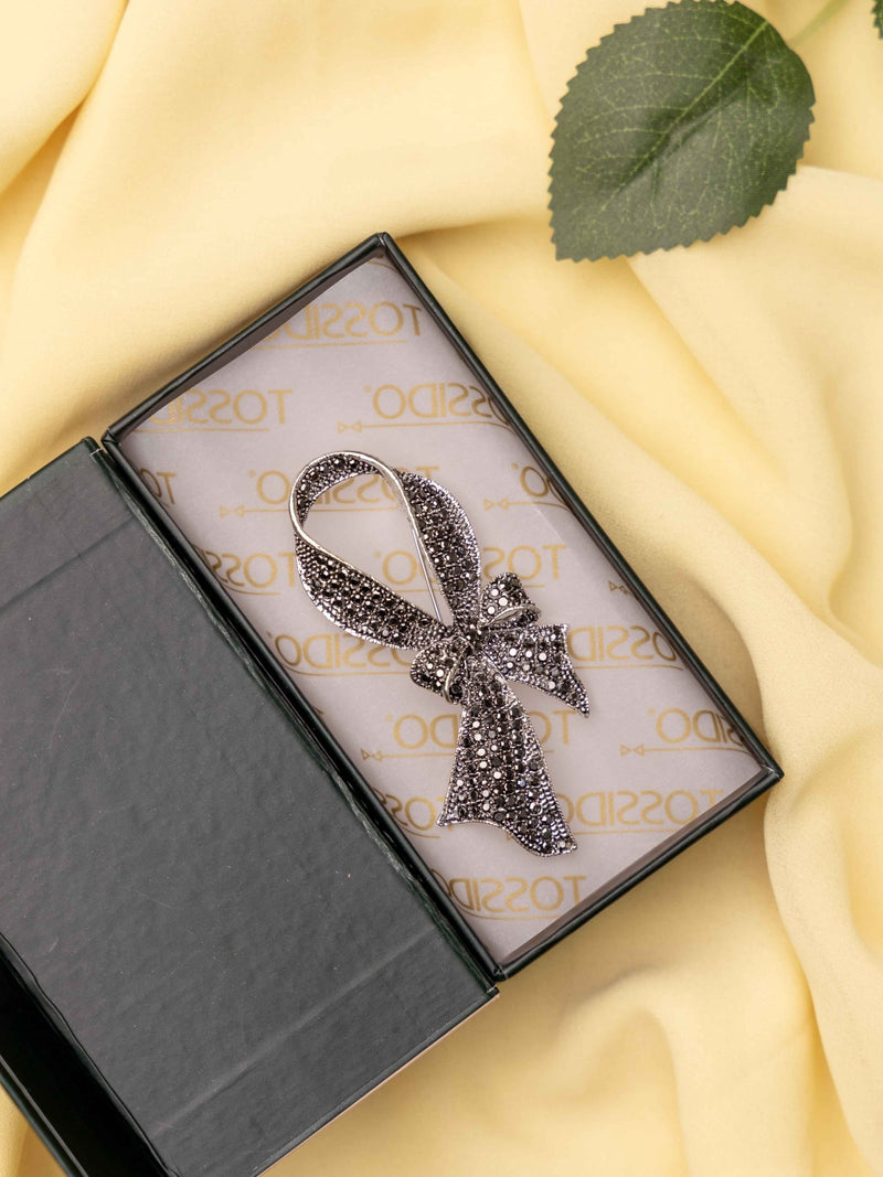 Vintage Crystal Bow Brooch - TOSSIDO