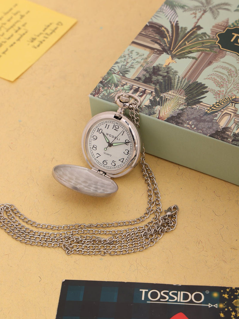 Vintage - Inspired Silver Pocket Watch with Chain – A Timeless Masterpiece - TOSSIDO