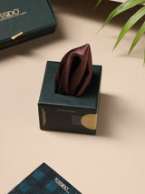 Walnut Brown Solid Silk Pocket Square - TOSSIDO