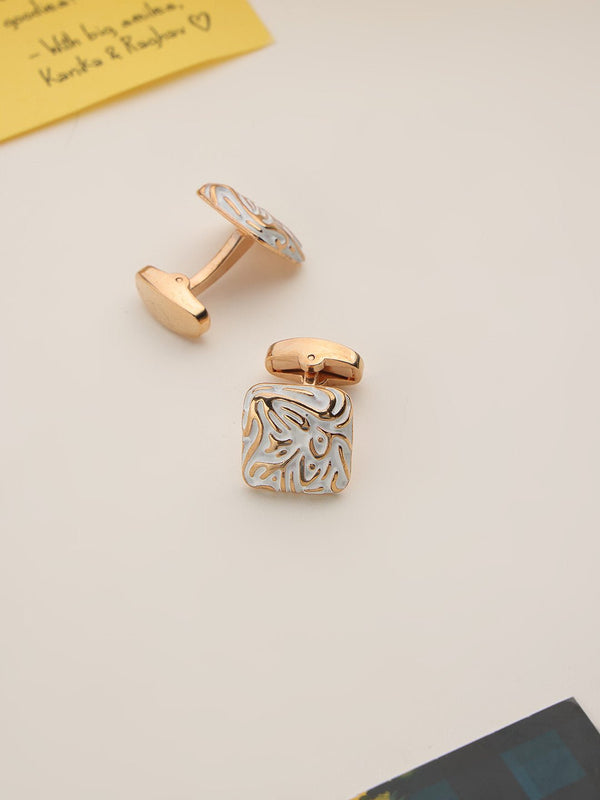 White Abstract Cufflinks - TOSSIDO