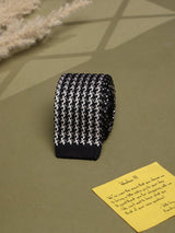 White & Black Abstract Silk Knitted Necktie - TOSSIDO