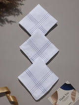 White Blue Border Stripe Cotton Handkerchief Set - TOSSIDO