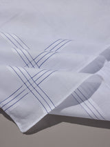 White Blue Border Stripe Cotton Handkerchief Set - TOSSIDO