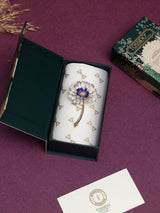 White & Blue Enamel Daisy Stem Brooch - TOSSIDO