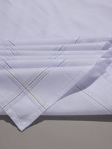 White Blue & Grey Pinline Border Cotton Handkerchief Set - TOSSIDO