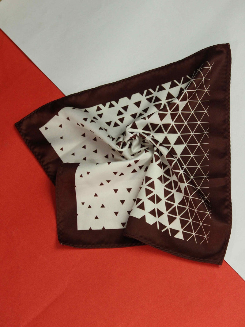 White & Brown Abstract Pocket Square - TOSSIDO