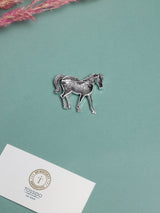 White Enamel Blue Saddle Horse Brooch - TOSSIDO