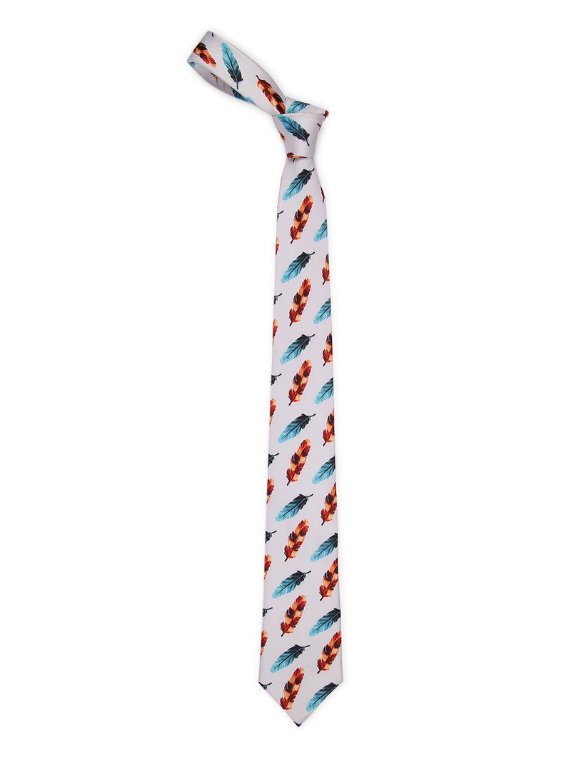 White Feather Printed Necktie - TOSSIDO