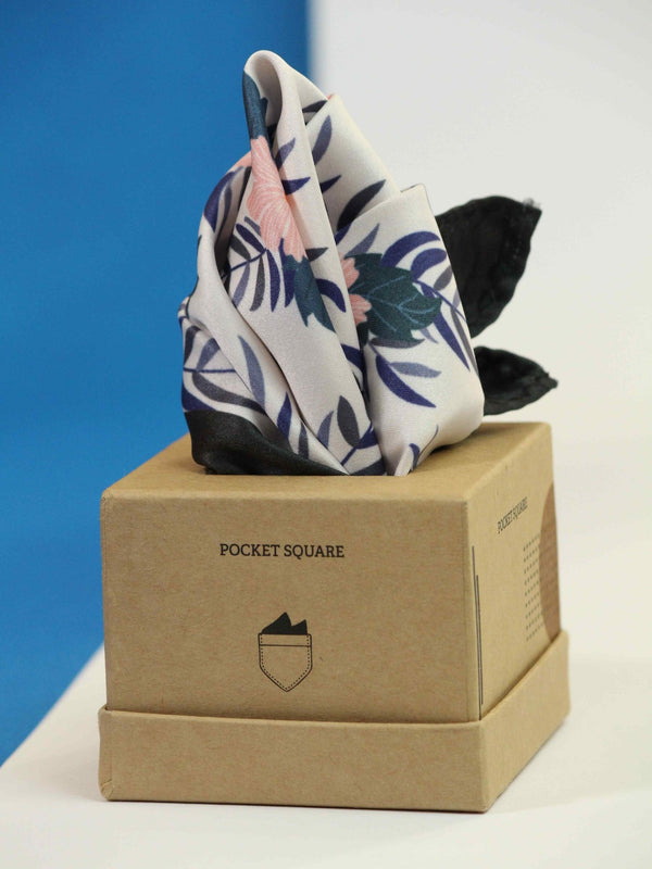White Floral Pocket Square - TOSSIDO