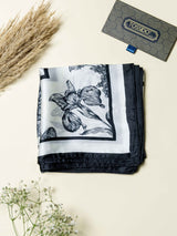 White Floral Printed Satin Neckerchief - TOSSIDO
