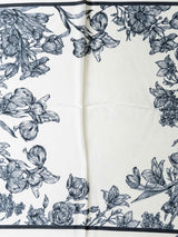 White Floral Printed Satin Neckerchief - TOSSIDO
