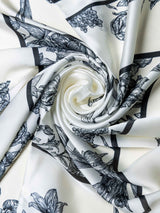 White Floral Printed Satin Neckerchief - TOSSIDO